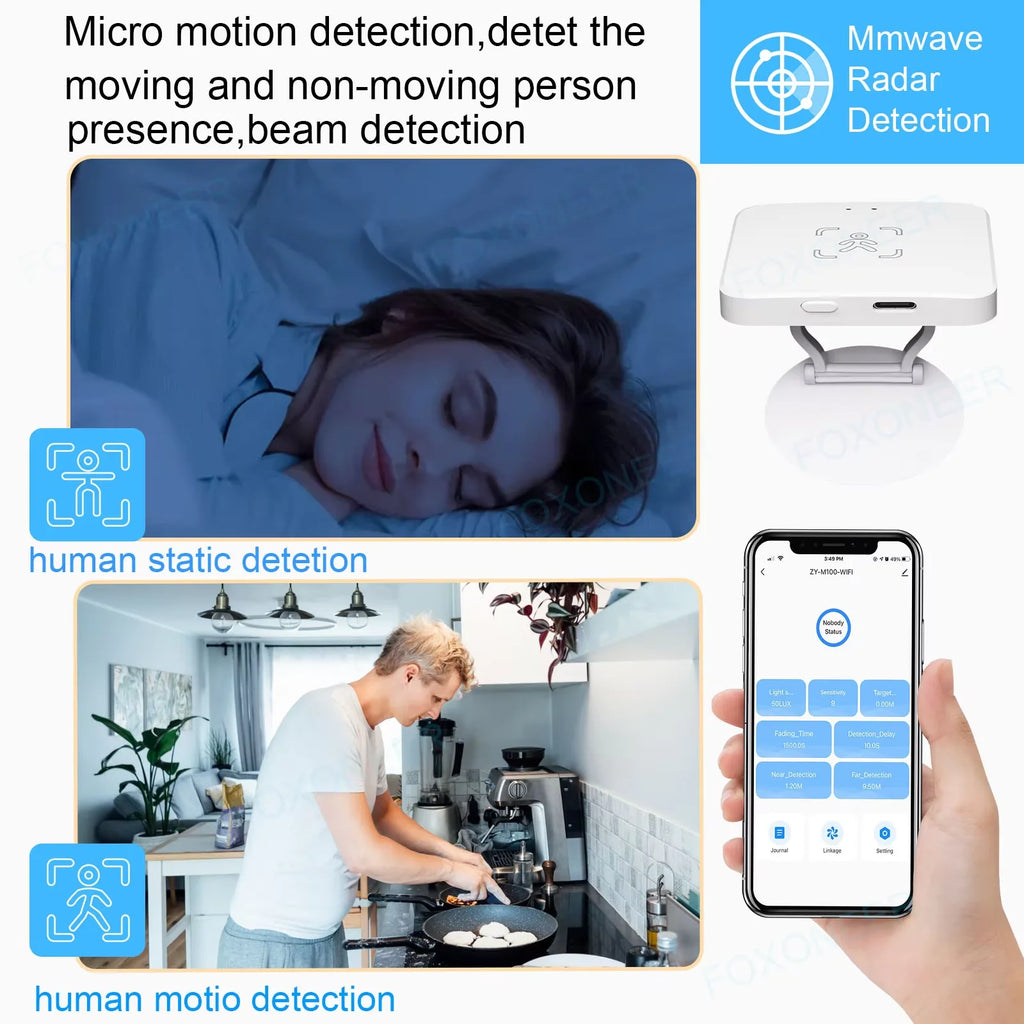 Tuya WiFi / Zigbee Human Presence Detector, Luminance/Distance Detection, Smart Human Body PIR Sensor 24G Support Home Assistant