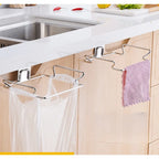 1Pc Stainless steel kitchen garbage rack: household wall mounted plastic bag storage rack, kitchen storage daily essential tools