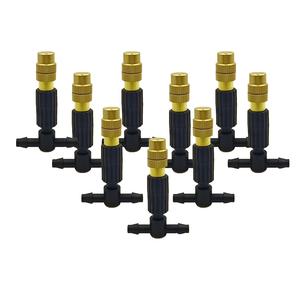 5M-30M Outdoor Misting Cooling System Garden Irrigation Watering 1/4'' Brass Atomizer Nozzles 4/7mm Hose for Patio Greenhouse