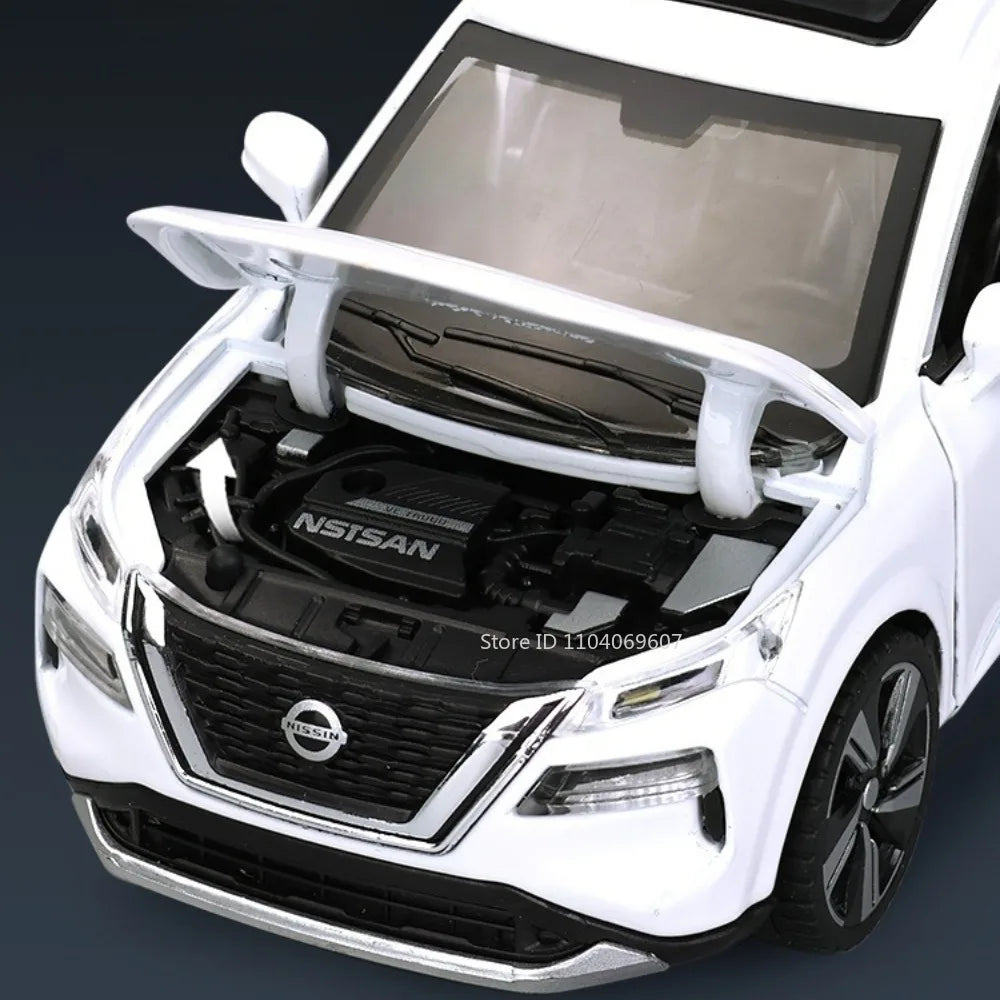 1:32 X-TRAIL Toy Model Cars Alloy Diecast Police Car Pull Back Doors Opened Sound Light Rubber Tires Camping RV Gifts for Boys