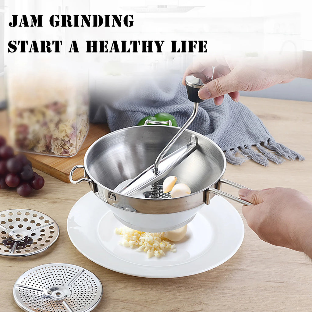 Stainless Rotary Food Mill Multifunctional Jams Mill with 3 Milling Discs Durable Manual Food Grinder Food Vegetable Mill Mud