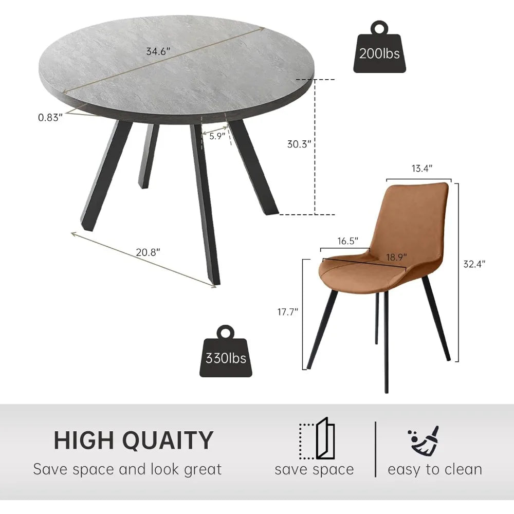 Round Dining Table Set, Mid Century Modern Small Round Dining Table Set, Saving Space