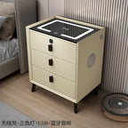 Minimally Modern Intelligent Bluetooth Speaker Bedside Table Household Smart Cabinet with Lights and Wireless Charging