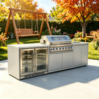 Full Outdoor Kitchen With Grill, Sink & Accessories, Modern Outdoor Kitchens, Durable All-weather Set For Patio And Garden