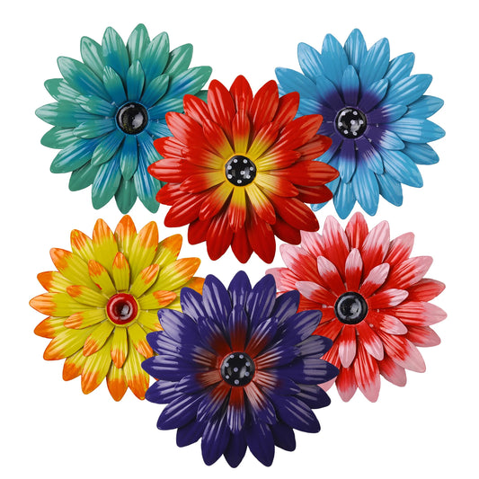 1pc Metal Iron Sunflower Wall Decor, 8-Inch Colorful Outdoor Garden Decorations, Creative Villa Yard Art Hangings, Festive Holid