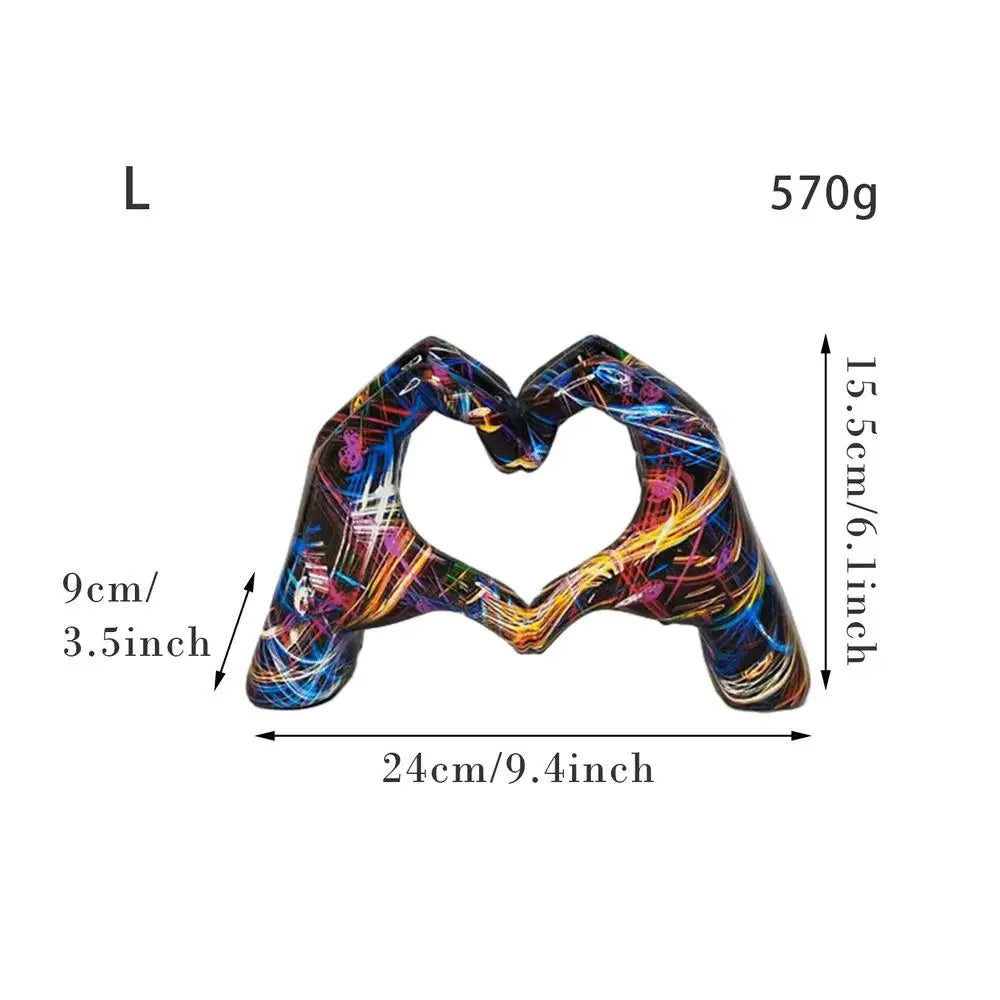 Colorful love gesture ornament, resin craft decoration for home living room desktop and bookshelf, couple, Valentine's Day gift