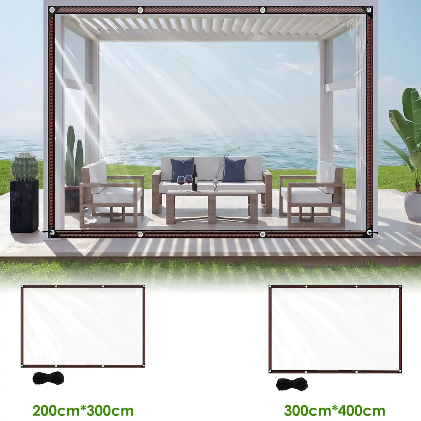 Chicken Coop Cover Transparent Tarpaulin Outdoor Garden Waterproof Run Tarp with Rope Reinforced Edges Chicken Coop Porch Canopy