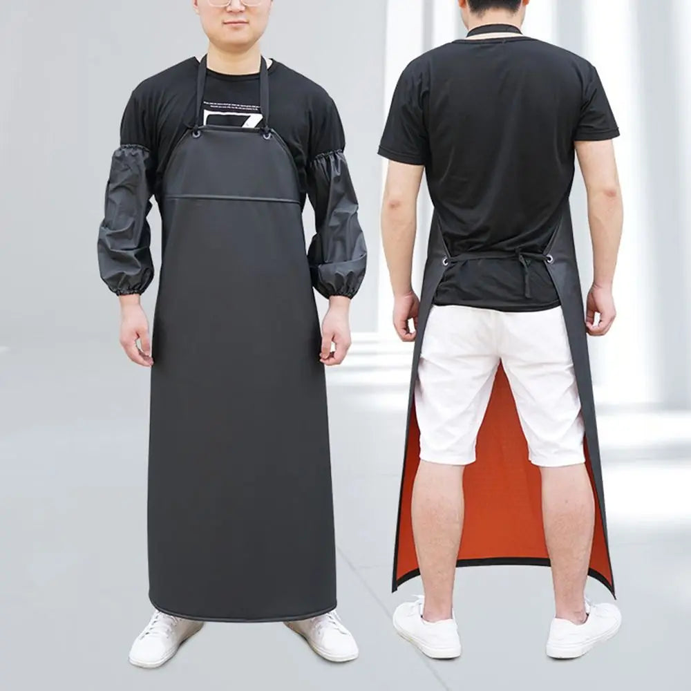 Soft PU Leather Kitchen Apron Black Green Waterproof Work Apron Oil-proof Aquatic Butchery Food Apron Farmers Market