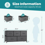 Dresser Storage with 5 Organizer Closet Chest Small Clothes Fabric Cabinet, Kids Furniture Drawer Binis, Nightstand
