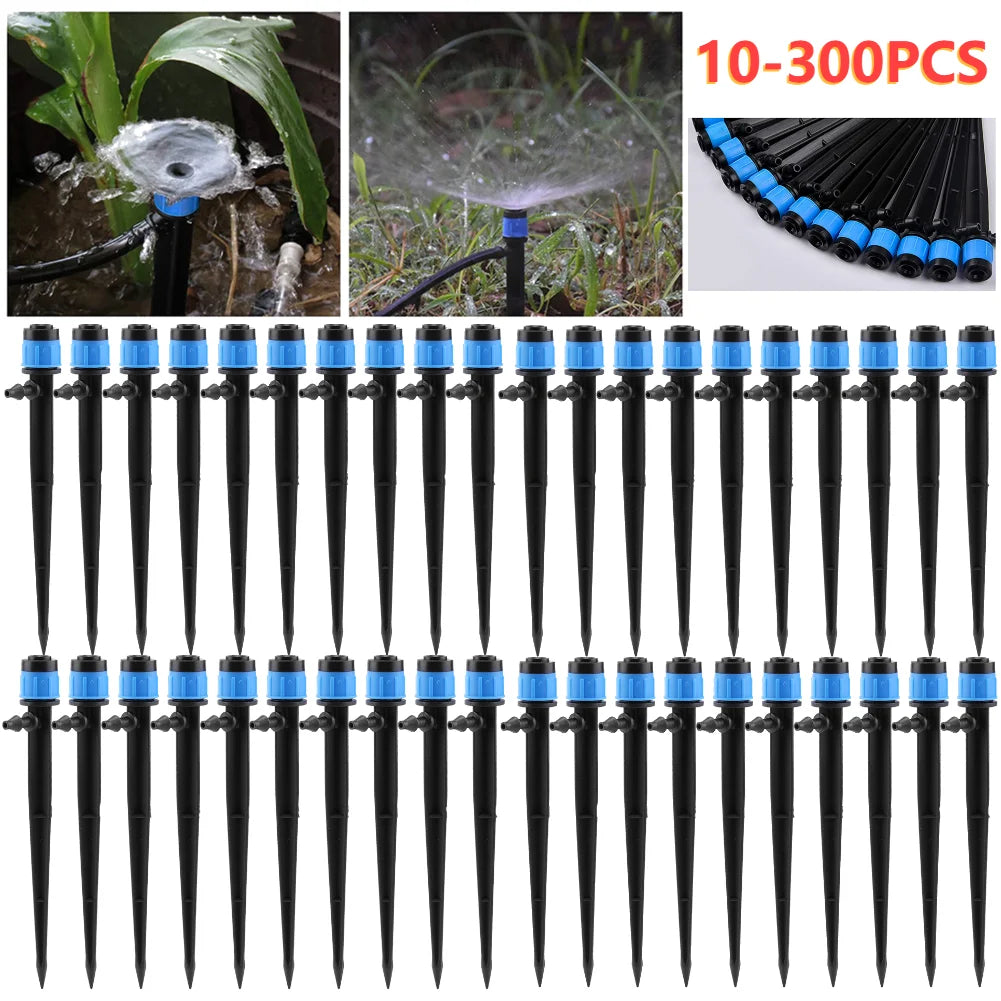 10-300Pcs Garden Micro Drip Irrigation 360 Degrees Rotating Nozzle Sprayer Sprinkler for 4/7" Hose Garden Plants Watering System