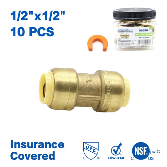 KING SMART 1/2" Push Fit * 1/2" Push Fit Coupling; 10Pcs/Case; 80500