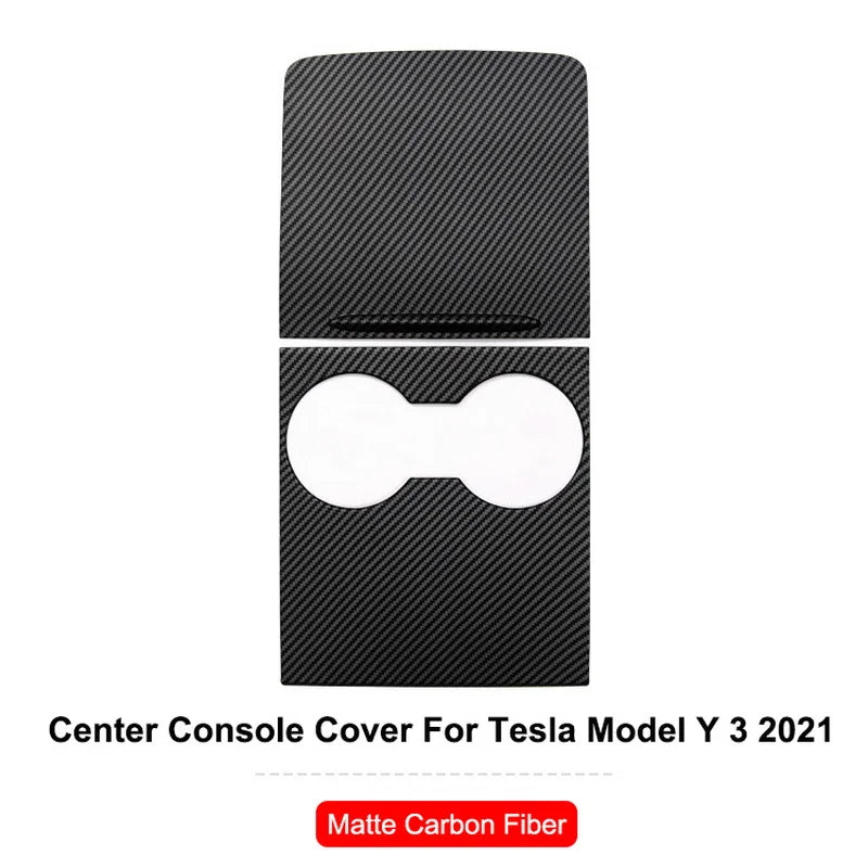 for Tesla Model Y 3 ABS Carbon Fiber Center Console Wrap Cover Kit Dashboard Armrest Door Side Trim Sticker Interior Accessories