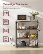 VASAGLE Kitchen Rack with sockets, 2 Metal Baskets, Microwave Shelf, 35x80x93.5 cm Industrial Design