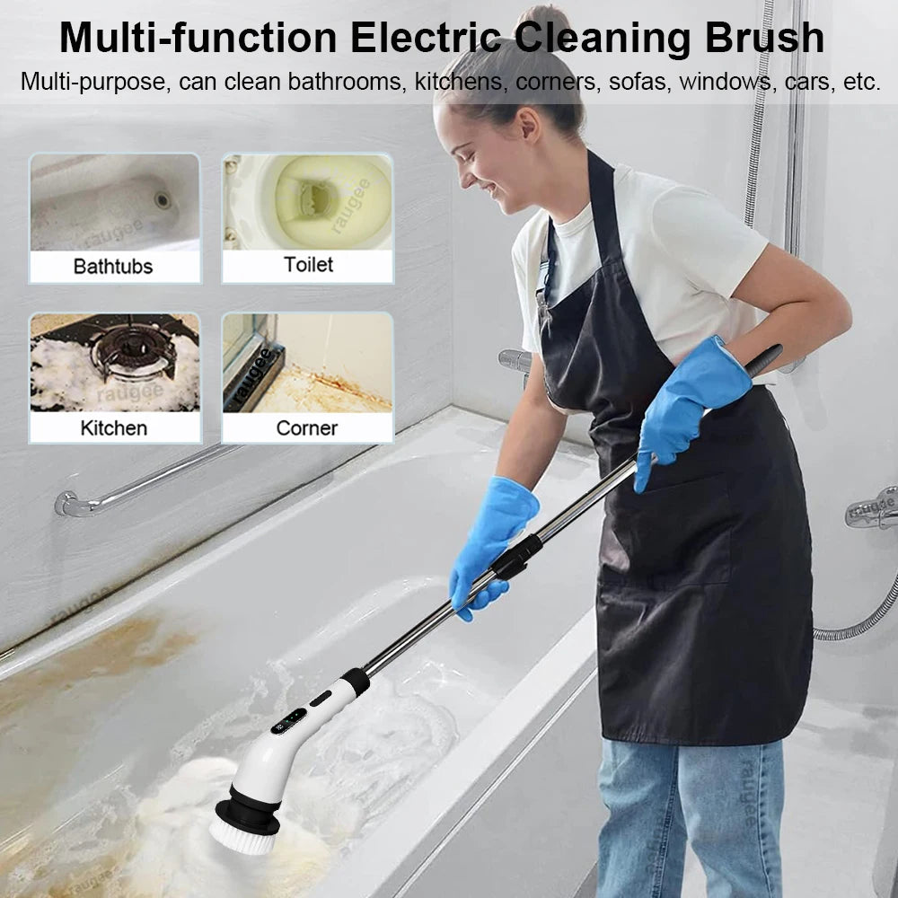 9 In 1 Electric Cleaning Brush Multifunctional Cleaning Brush For Bathroom Kitchen Toilet Wireless Rotatable Home Cleaning Brush