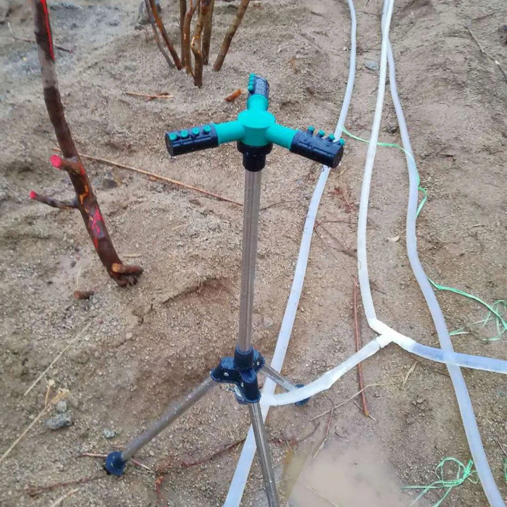 Garden Adjustable Rotating Sprinkler with Stainless Steel Tripod Set Irrigation Stand Water Jet Garden Lawn Sprinkler Tool