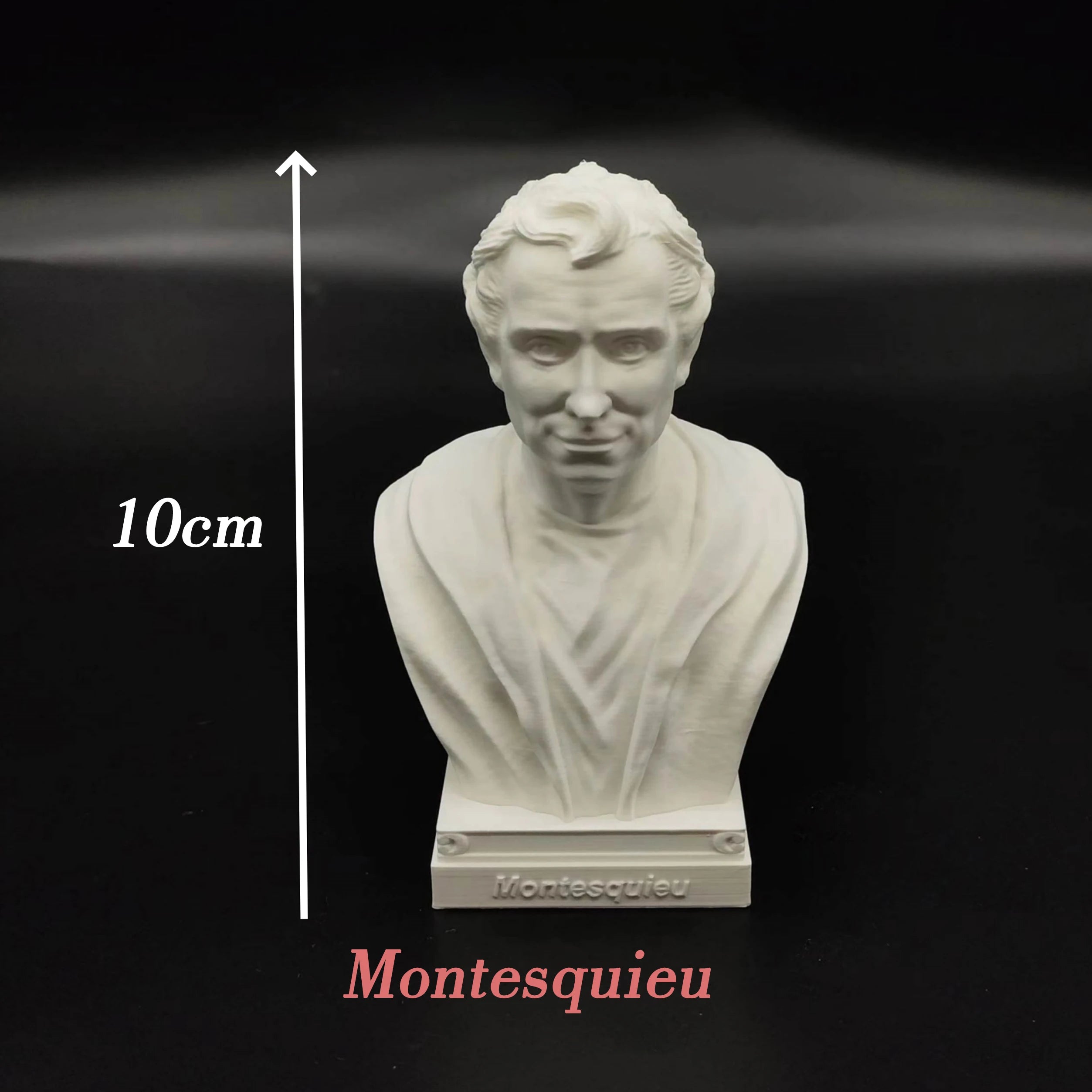 French writer philosopher ornaments Descartes, Montesquieu, Foucault, Voltaire and Rousseau imitation plaster statues  souvenirs