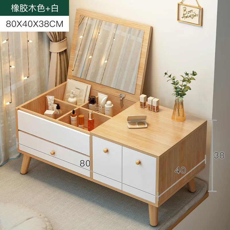 Dressing table Desk Small apartment ins style household bedroom Simple bay window Dresser Integrated cabinet Makeup table