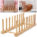 Kitchen Dish Drain Rack Dinnerware Storage Organizer Tray Plate Drying Shelf Wooden Book Cups Display Stand Drainer Holder
