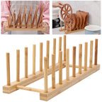 Kitchen Dish Drain Rack Dinnerware Storage Organizer Tray Plate Drying Shelf Wooden Book Cups Display Stand Drainer Holder