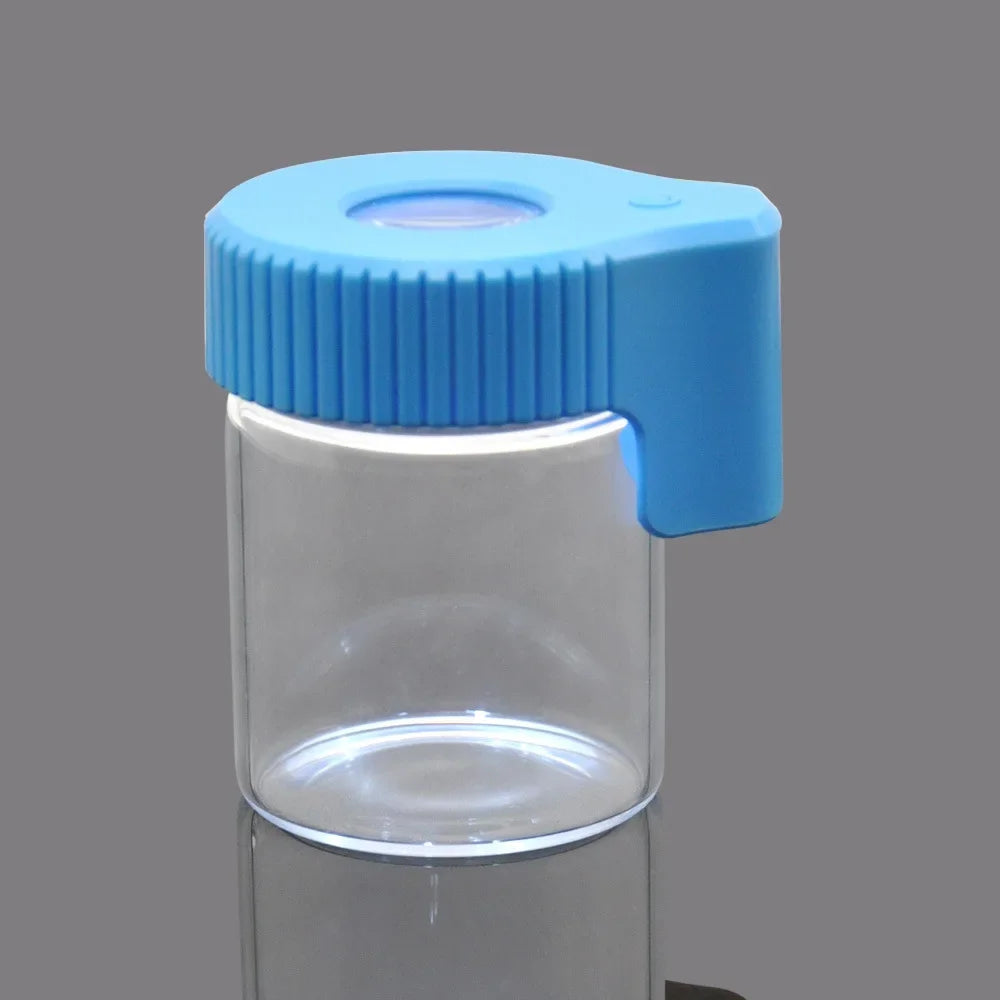 LED Glass Tobacco Jar Bottle Box with Magnifier Sealed Vacuum Herb Tobacco Jar Box Bottle Tobacco Storage Bottle Jar Container