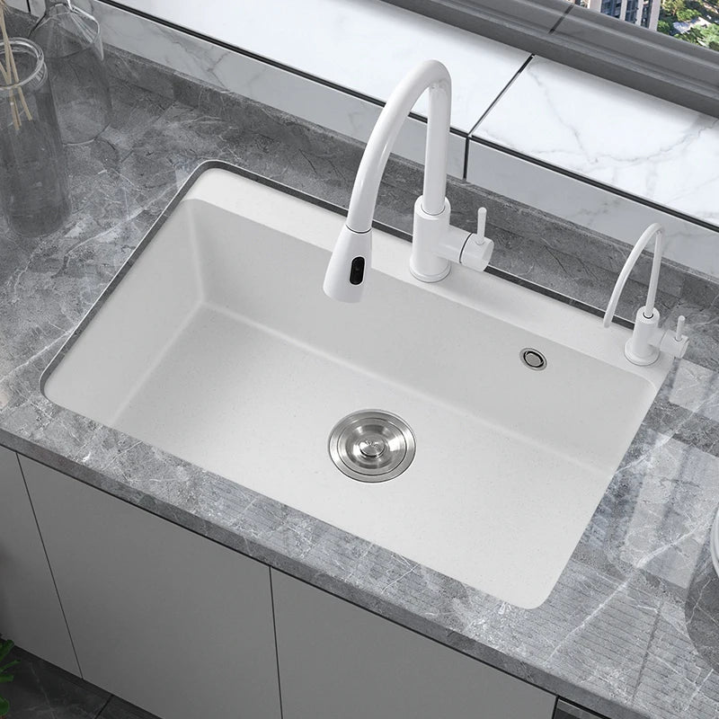 Quartz Stone White Sink Large Single Sink Under Counter Kitchen Sink Dishwasher Granite Vegetable Basin Dishwasher
