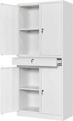 Metal Garage Storage Cabinet with Locking Doors and Adjustable Shelves, Tool Storage Cabinet with 1 Drawer - 71" Steel Cabinet