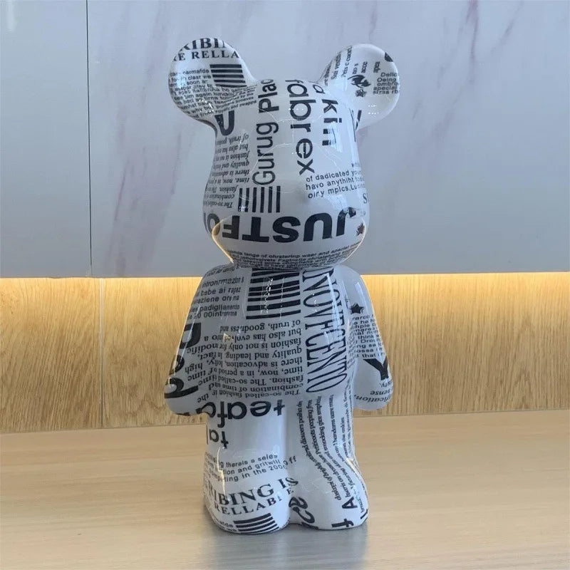 28cm Building Block Bear Statue DIY Creative Animal Sculpture Art Decor Unique Gift for Collectors  Kids Cool Desk Display Model