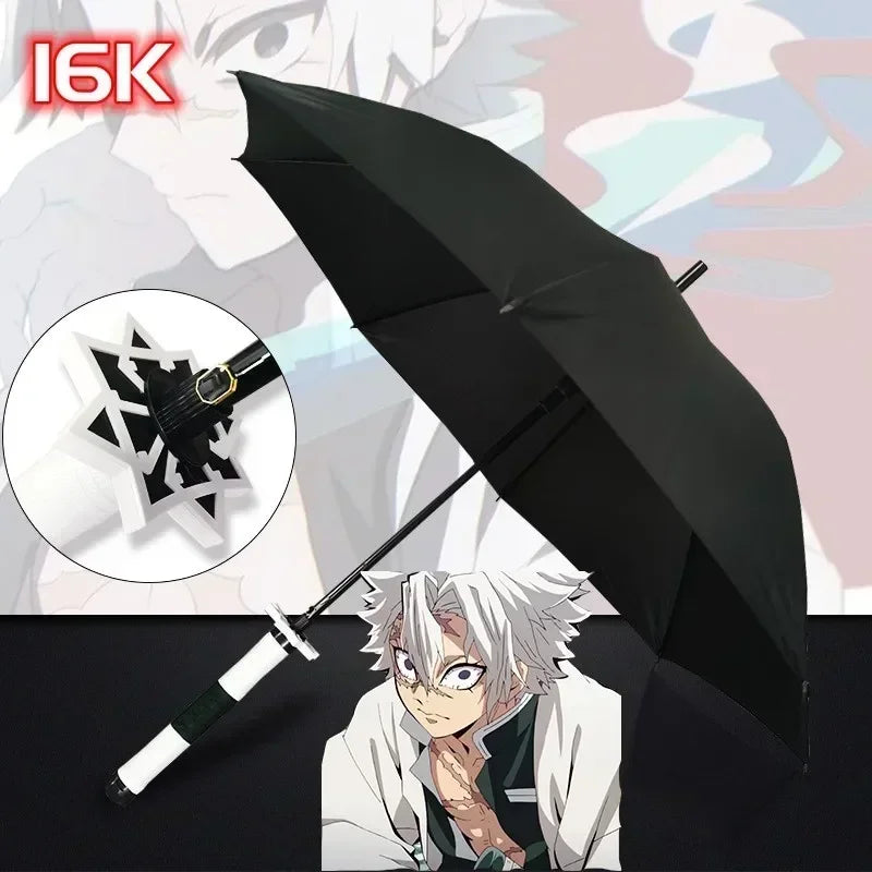 Demon Slayer Katana Anime Umbrella Ninja Long Parasol Kimetsu No Yaiba Tanjirou Cosplayer Samurai Sword Katana Handle Umbrellas