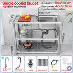 Stainless Steel Sink Kitchen Household Thickened Single Trough with Bracket Wash Basin Sink with Platform Easy Landing