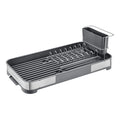 SONGMICS Small Dish Drying Rack, Dish Dryer for Kitchen Counter, Stainless Steel Dish Rack with Drain, Utensil Holder,Rustproof