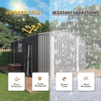 10x14ft Outdoor Storage Shed, Galvanized Steel with Lockable Door