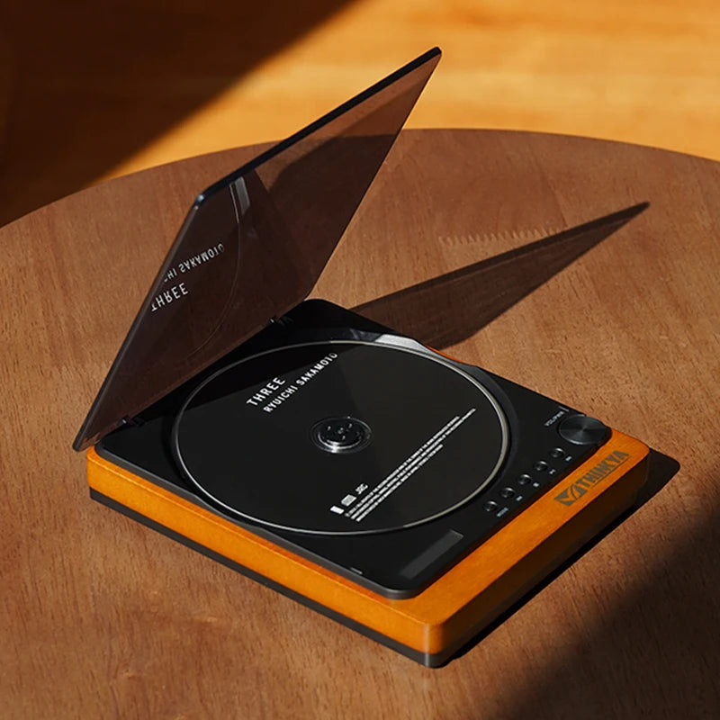 Audiophile CD Player Bluetooth 5.1 Wooden Portable USB Music Turntable Digital Optical Output Retro Elegant Home HIFI CD Player