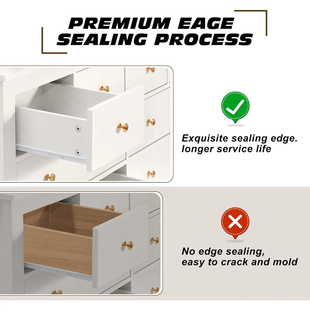 10 Drawer Dresser for Bedroom,Wood Chest of Drawers with Smooth Metal Rail,Large Dressers,Modern Bedroom Dressers with 10 Drawe