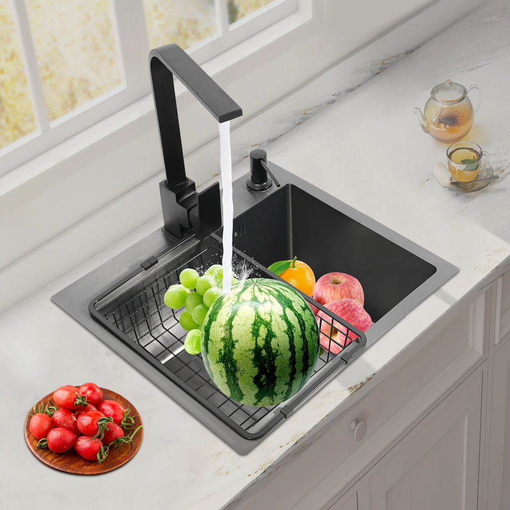 45*40*20cm 201 Stainless Steel Kitchen Sinks Recessed Sinks Sink Units Kitchen Taps Sinks with Drains Black