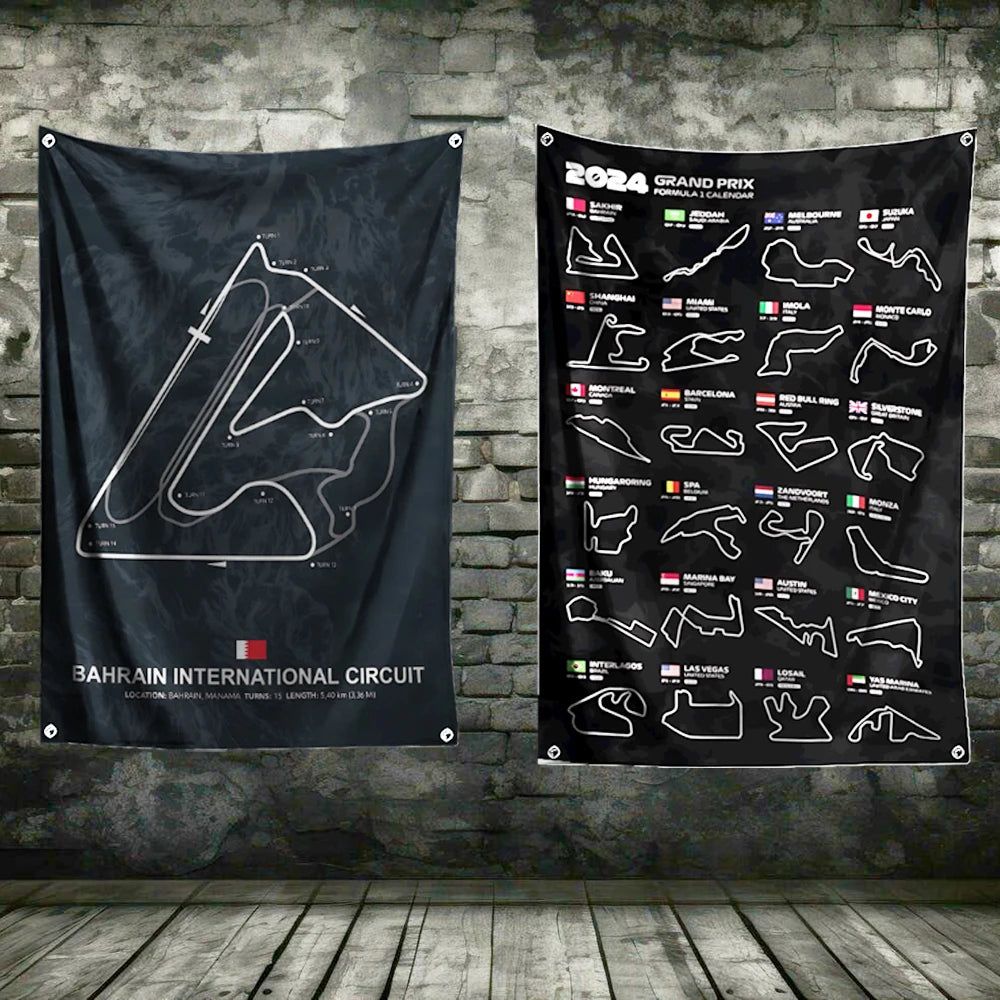 Ft Formula 1 Imola Monaco Circuit F1 Flag Polyester Digital Printing for Garage Wall Art Out Door Decoration With Grommets