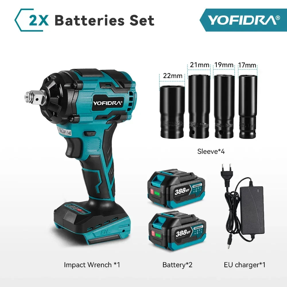 1000N.M Torque Brushless Electric Impact Wrench 1/2 inch Cordless Wrench Power Tool For Makita 18V Battery Pin