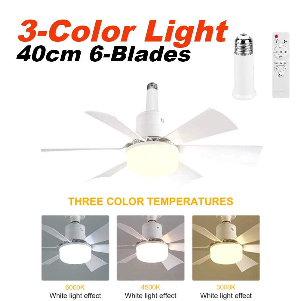 40W Ceiling Fan Lamp RGB Dimmable Ceiling Fanlight Stepless Dimming E2