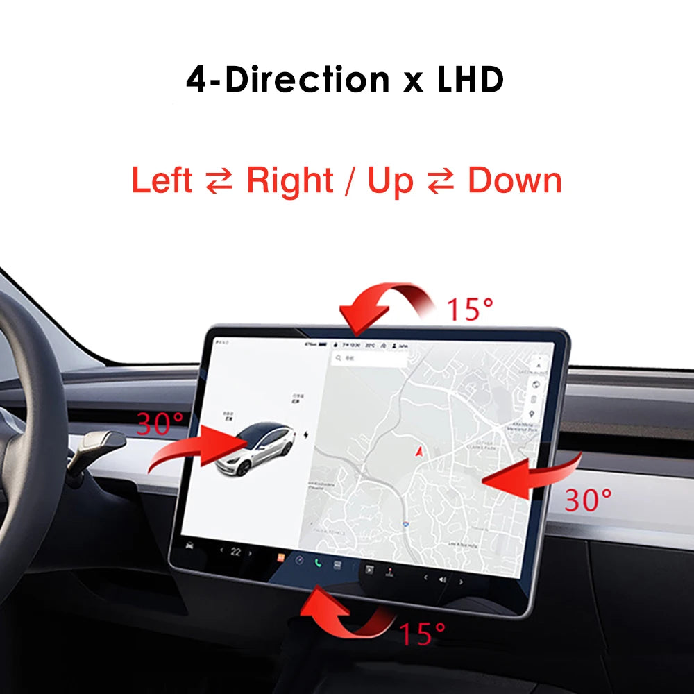 New Reliable for Tesla Screen Rotation Bracket Model 3 Y Accessories GPS Navigation Rotating Holder 4-Direction Swivel Mount Kit