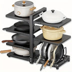 Kitchen Under Sink Pot Holder Stainless Steel Multi-Layer Frying Pan Rice Cooker Storage Rack Seasoning Bottle Debris Organizer