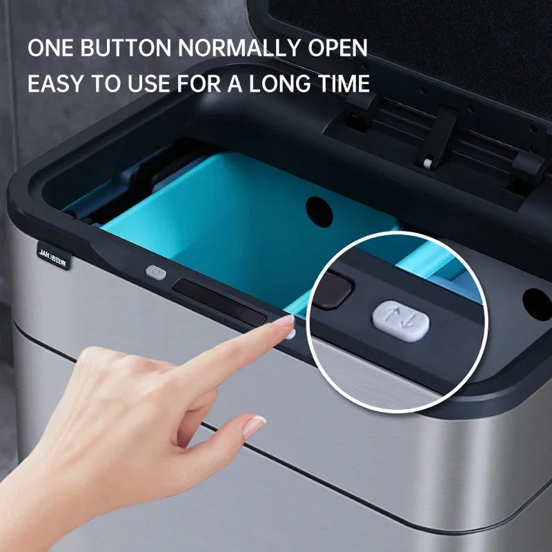 30L Smart Sensor Trash Can Bathroom Kitchen Tall Trash Can Light Luxury Stainless Steel Large Capacity Waterproof Free Gift