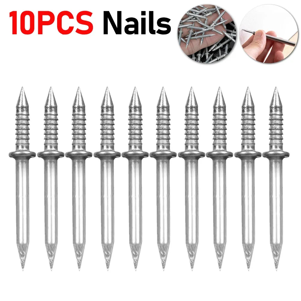 300-10pcs Double Head Nails Anti-Rust Double-Head Seamless Thread Nail Hard Thread Screws Set for Solid Wood Skirting Boards