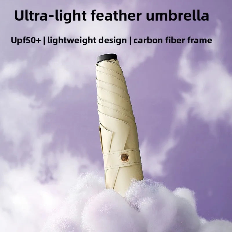 UPF50+ Umbrella Carbon Fiber Sun UV Protection Portable Umbrella Vinyl Folding Rain Parasol Pocket Pencil Umbrella
