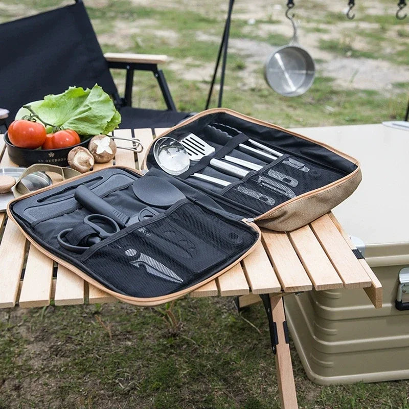 Outdoor Camping Kitchenware 8-Piece Set Comes with A Full Set of Thickened Cookware Storage Kit Cutlery Camping Supplies Tools