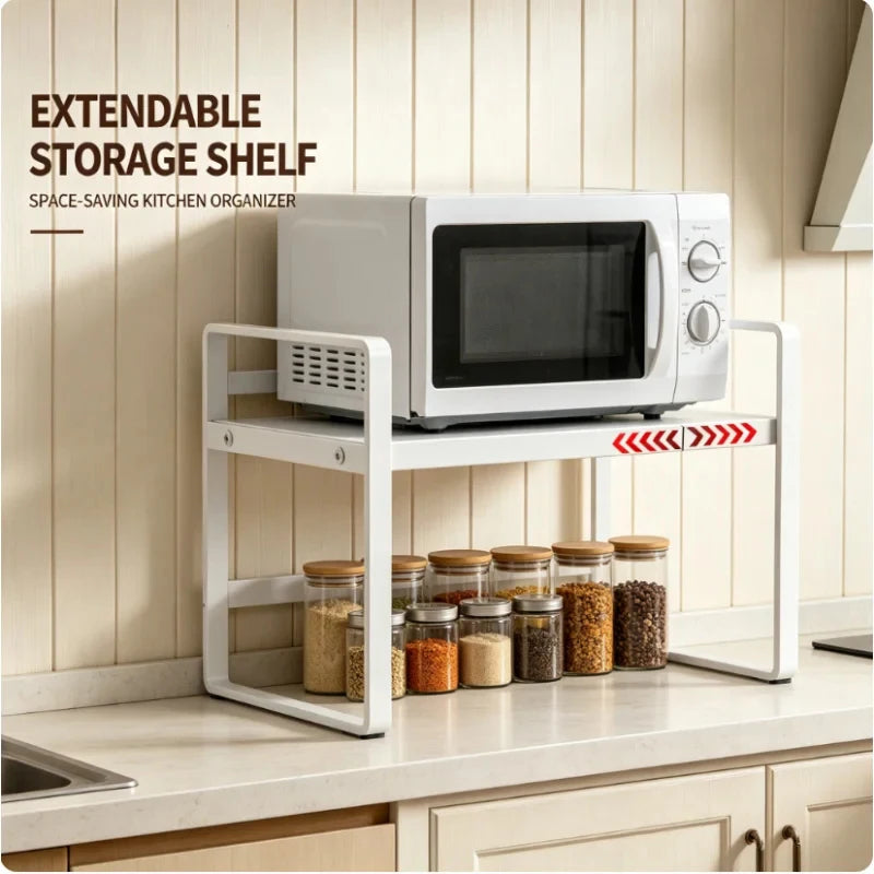 Multi Level Expandable Kitchen Cabinet Organizer Space Saving Layered Storage Rack for Seasonings Dishes Home Household