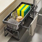 Kitchen Stainless Steel Sink Drain Rack Sponge Storage Faucet Holder Soap Drainer Towel Rack Shelf Organizer Kitchen Accessories
