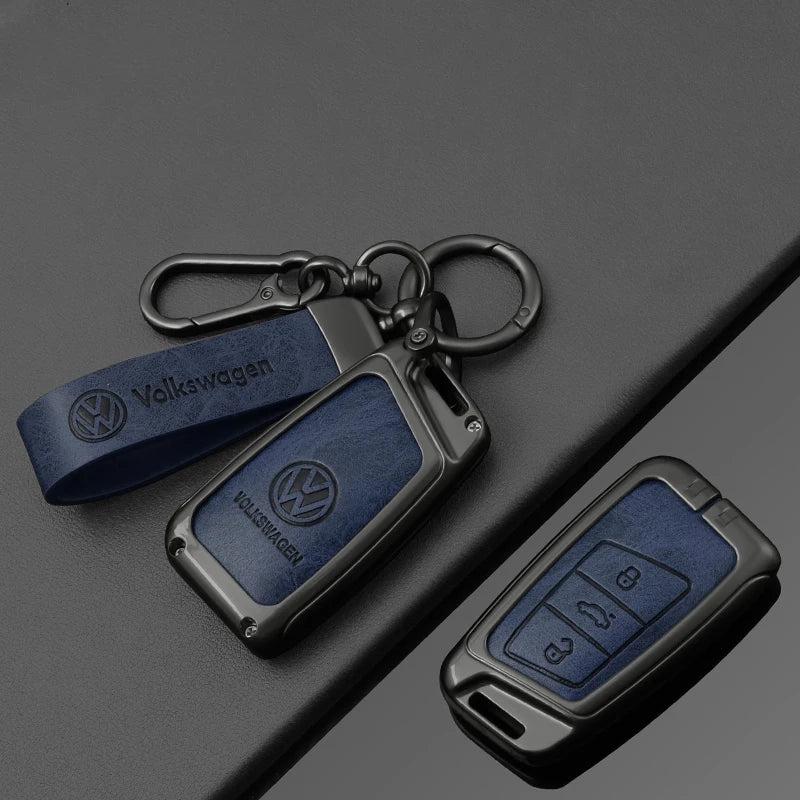 Leather Car Remote Key Case Full Cover Protection Shell for VW Volkswagen Magotan Magotan GTE Passat B6 B7 B8 CC Arteon Keychain