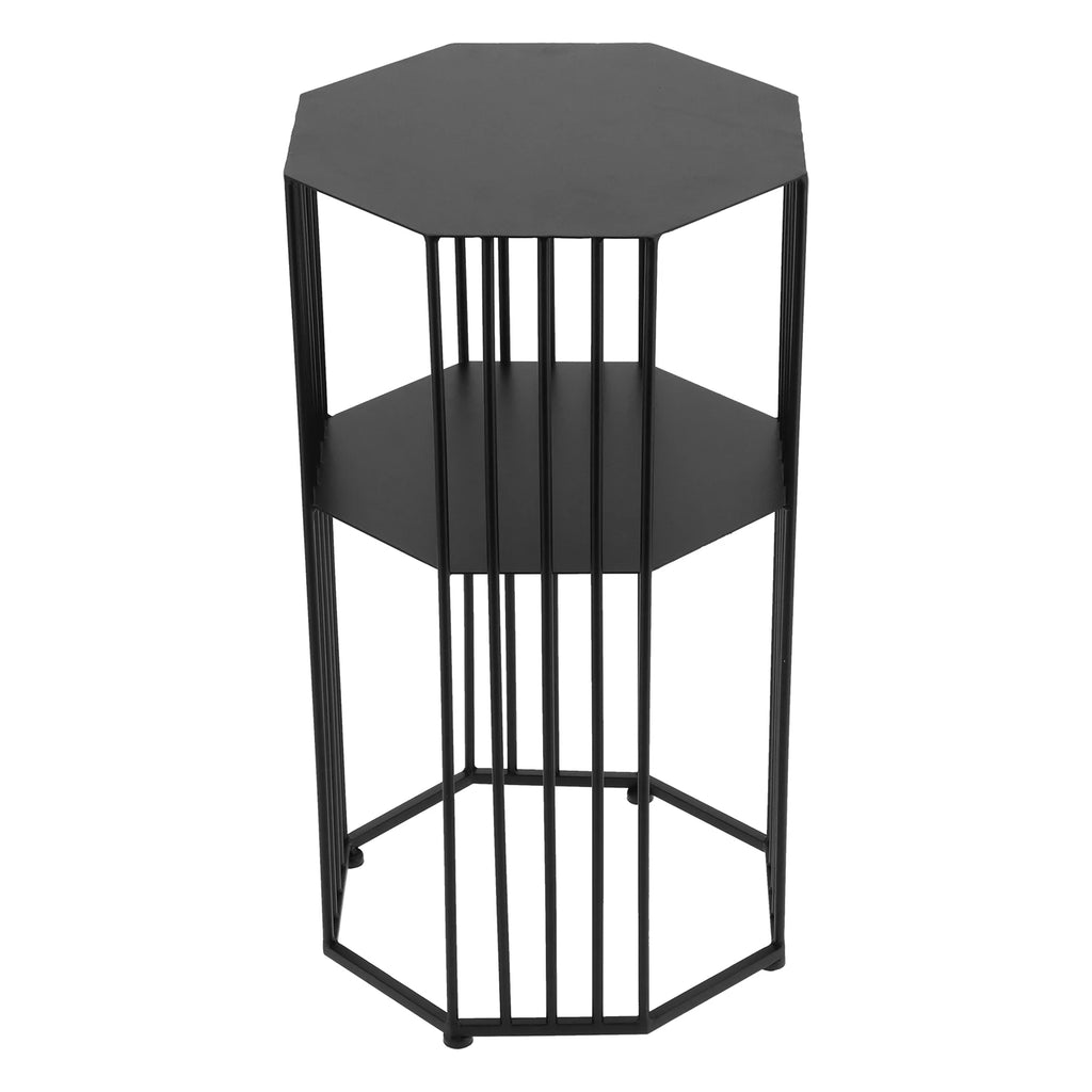 2‑Layer Wrought Iron Side Table End Sofa Table Storage Shelf for Living Room Black End Table Sofa Table Home Table Side Table