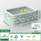 Summer family outdoor thickened inflatable swimming pool, float boat with sunshade, slide, family oversized water toys