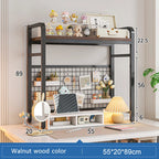 Bookcase With Grid Bookshelf Desktop Multi-layer Wrought Iron Shelf Student Computer Desk Table Hole Board Table Wooden Shelves