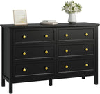 White Dresser for Bedroom, 6 Drawer Dresser with Wide Drawer and Metal Handles, Wood Dressers & Chests of Drawers for Hallway,